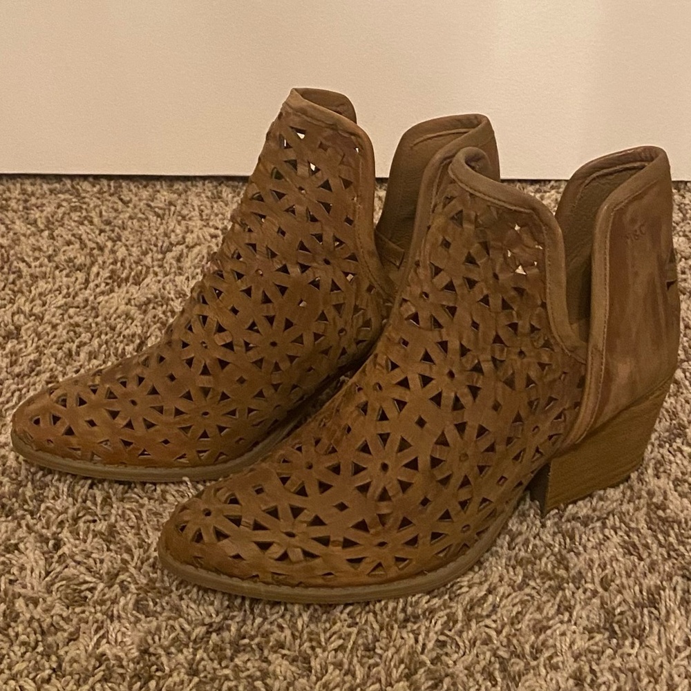 Musse & Cloud brown leather booties, size 10, new without tags or box.